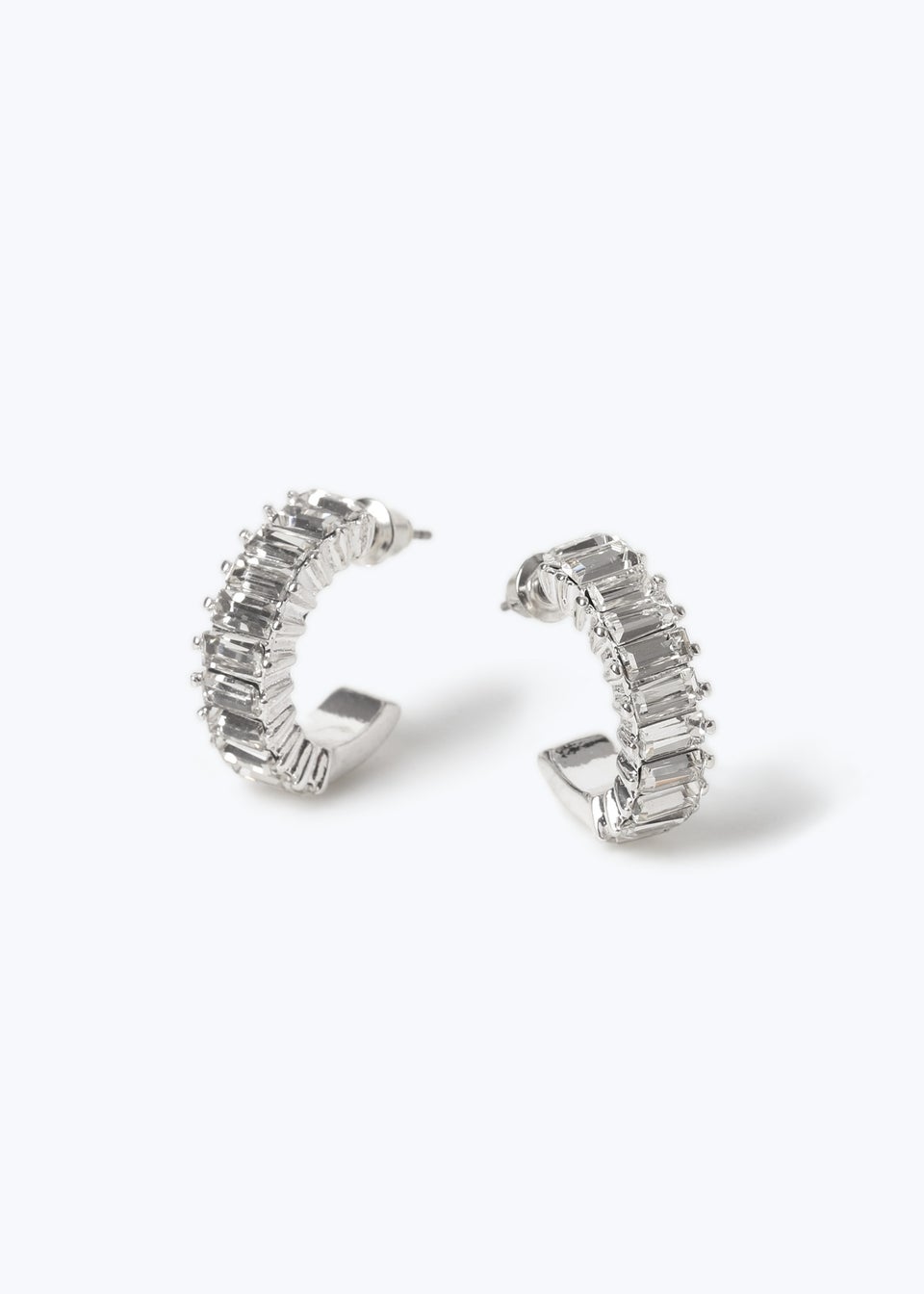 Muse Silver Baguette Hoop Earrings