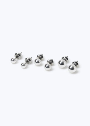 Muse 3 Pack Silver Ball Stud Earrings