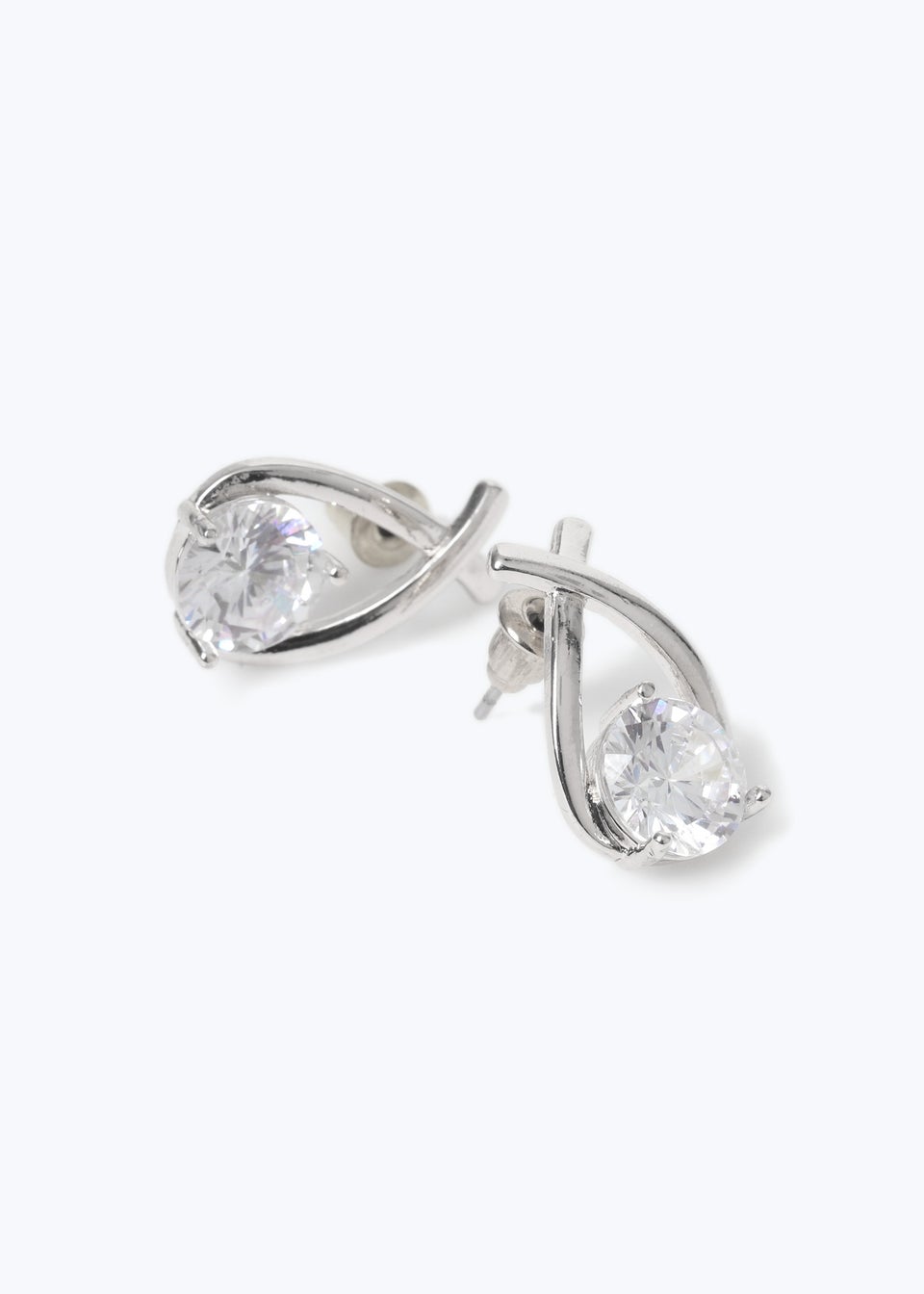Muse Silver Cubic Zirconia Loop Stud Earrings