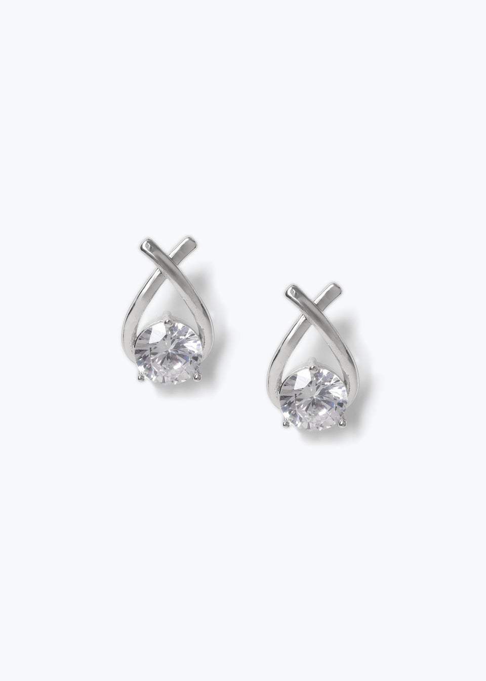 Muse Silver Cubic Zirconia Loop Stud Earrings