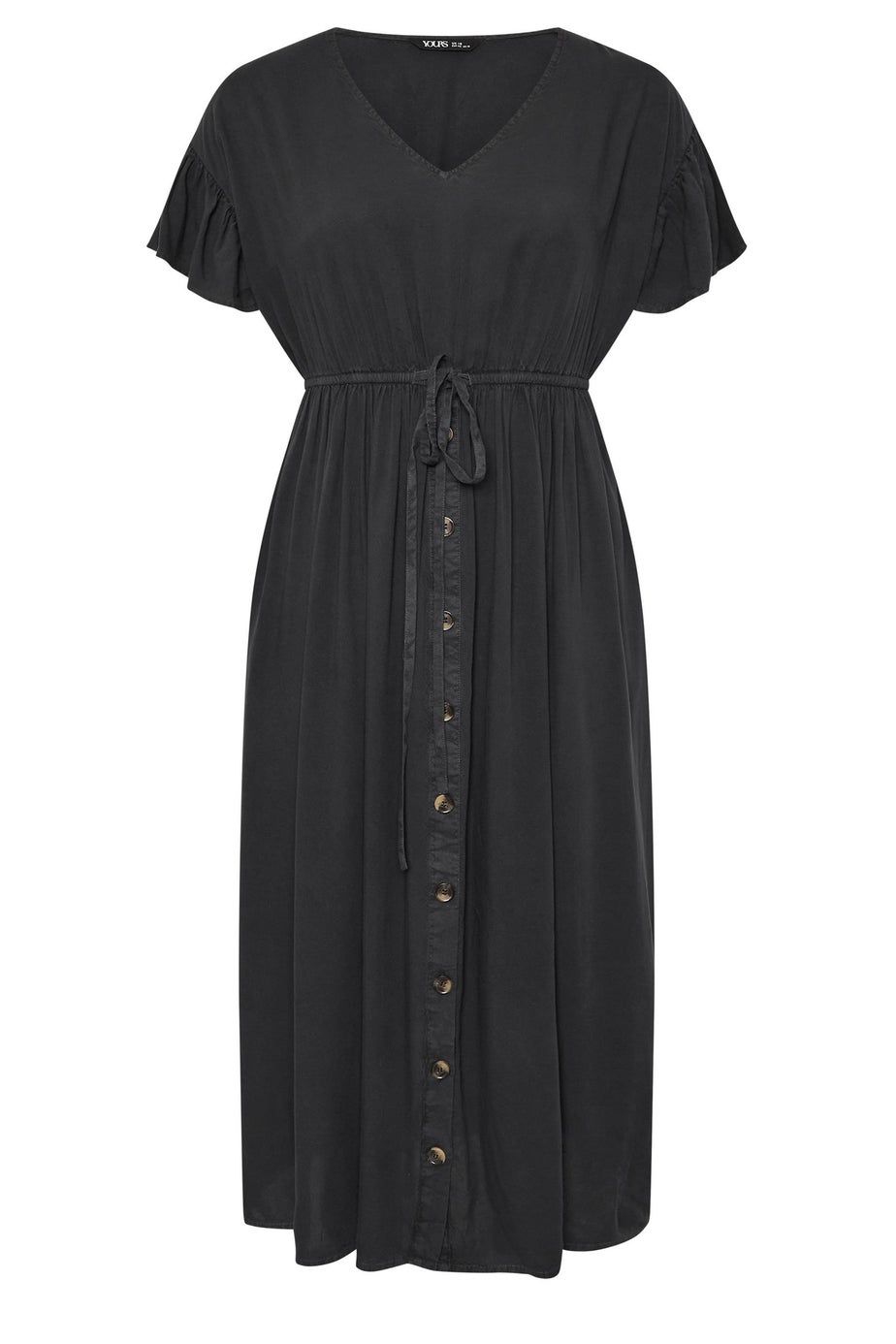 Yours Curve Black Button Chambray Maxi Dress