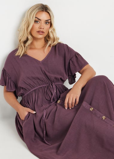 Yours Curve Purple Button Chambray Maxi Dress