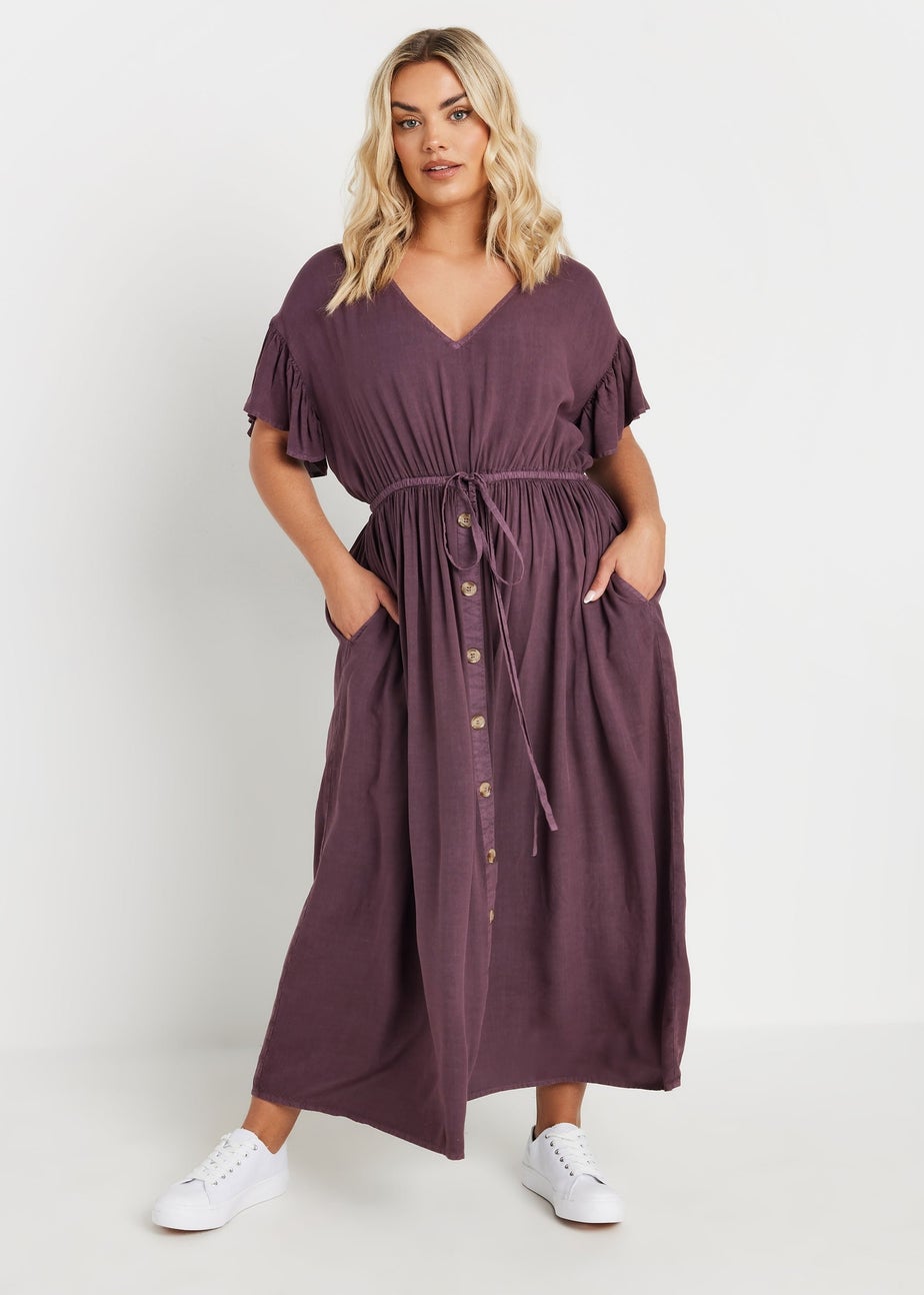 Yours Curve Purple Button Chambray Maxi Dress
