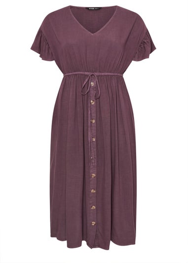 Yours Curve Purple Button Chambray Maxi Dress