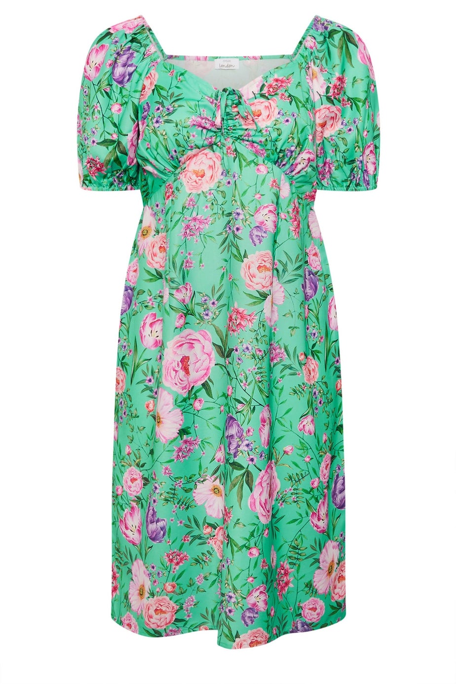 Yours London Curve Teal Green Floral Midi Dress