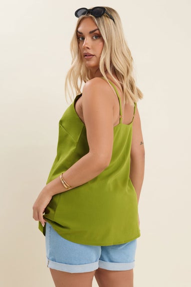 Yours Curve Green V-Neck Cami Top