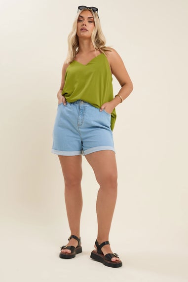 Yours Curve Green V-Neck Cami Top