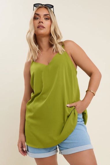 Yours Curve Green V-Neck Cami Top