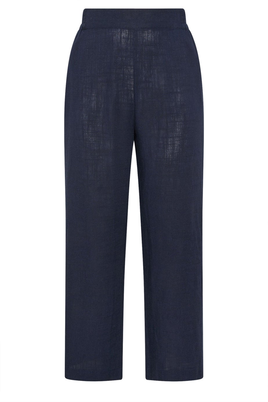 Yours Curve Navy Blue Linen Wide Leg Trousers