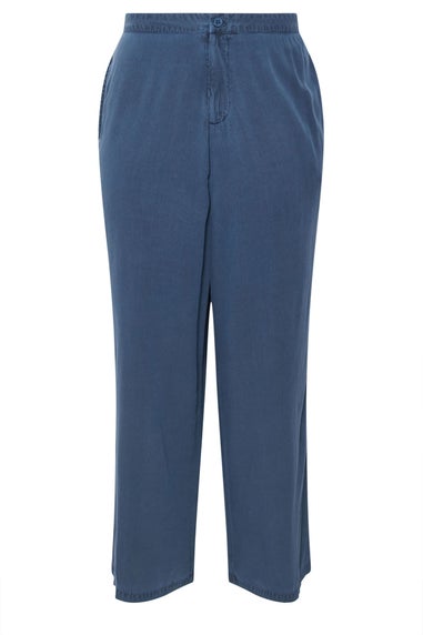 Yours Curve Blue Wide Leg Chambray Trousers