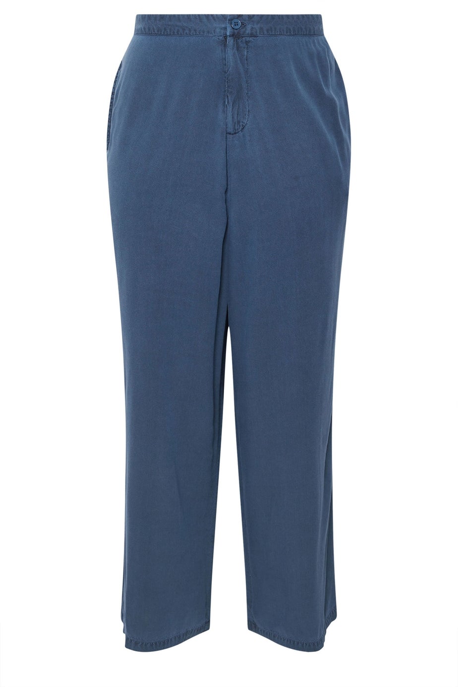 Yours Curve Blue Wide Leg Chambray Trousers