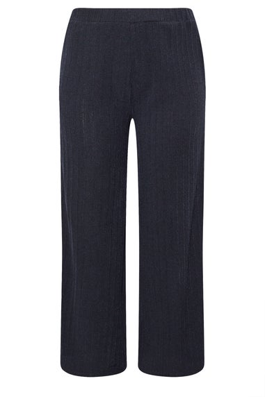 Yours Curve Navy Blue Knitted Wide Leg Trousers