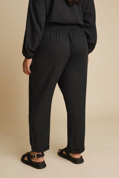 Yours Curve Black Formal Linen Trousers