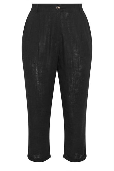 Yours Curve Black Formal Linen Trousers