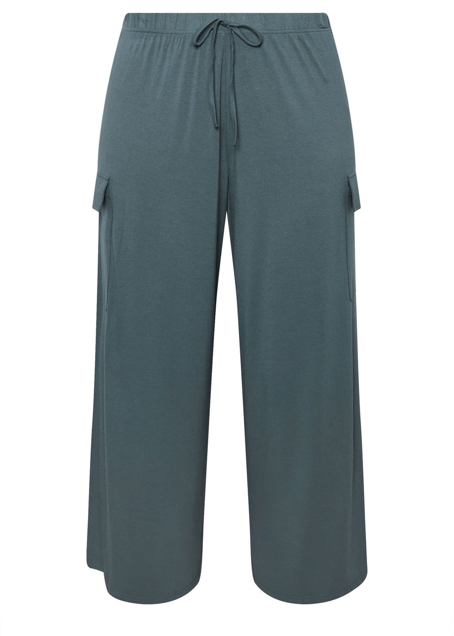 Yours Curve Blue Wide Leg Cargo Trousers