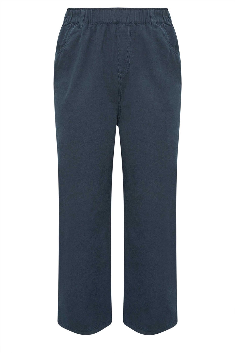 Yours Curve Navy Blue Cool Cotton Wide Leg Trousers