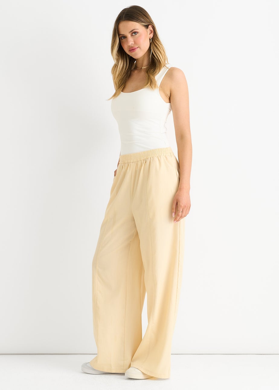 Gini London Cream Elasticated Waist Trousers