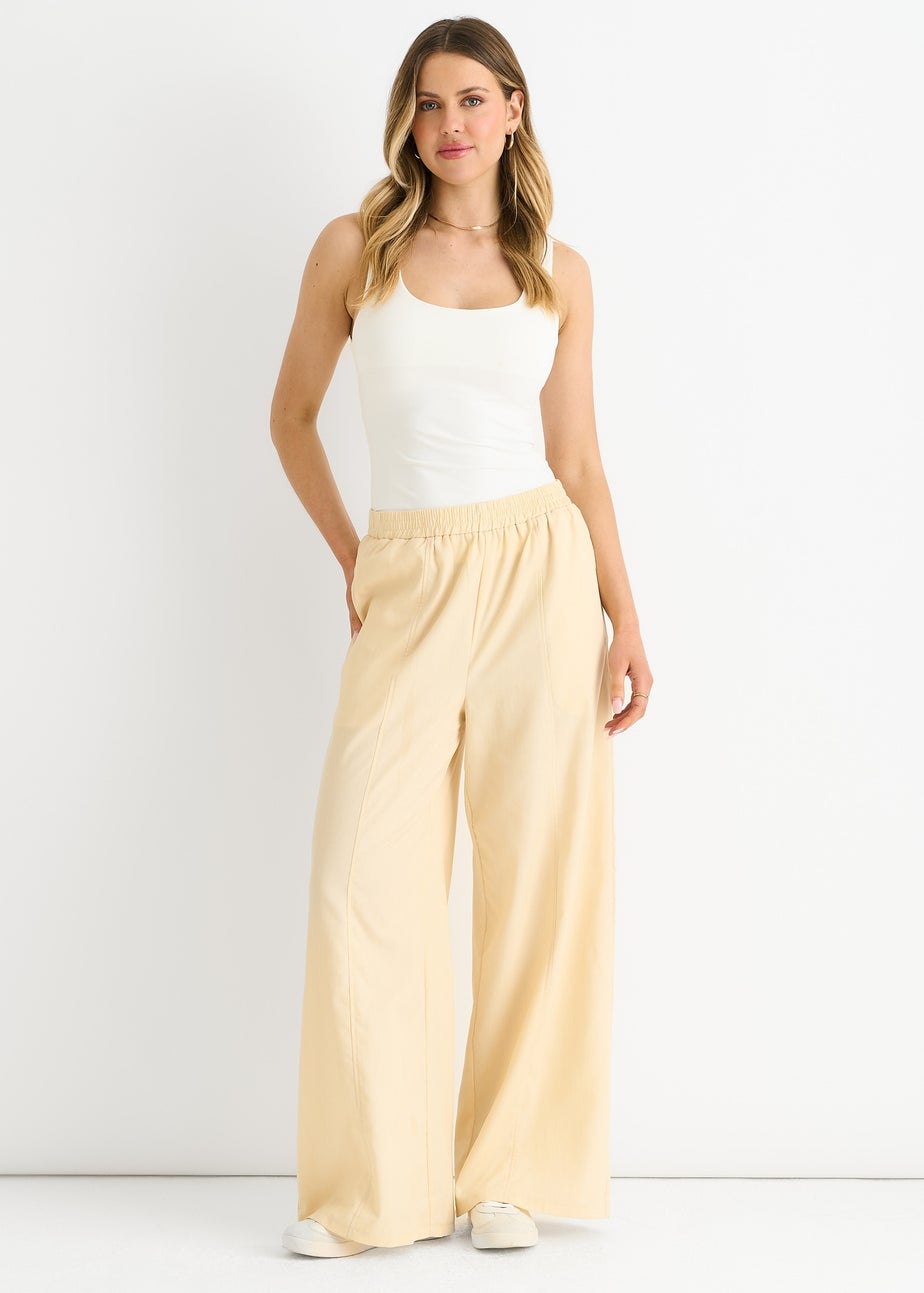 Gini London Cream Elasticated Waist Trousers