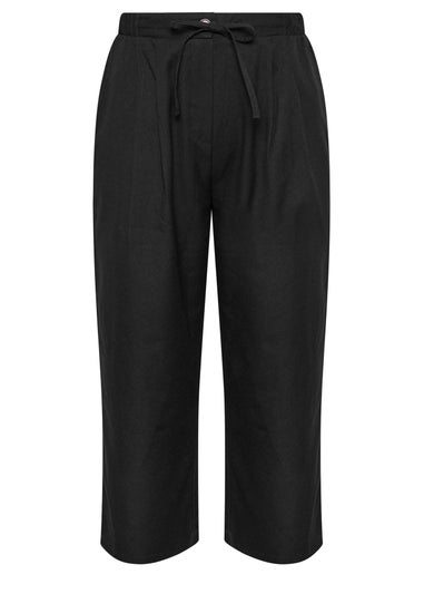 Yours Curve Black Drawstring Wide Leg Trousers