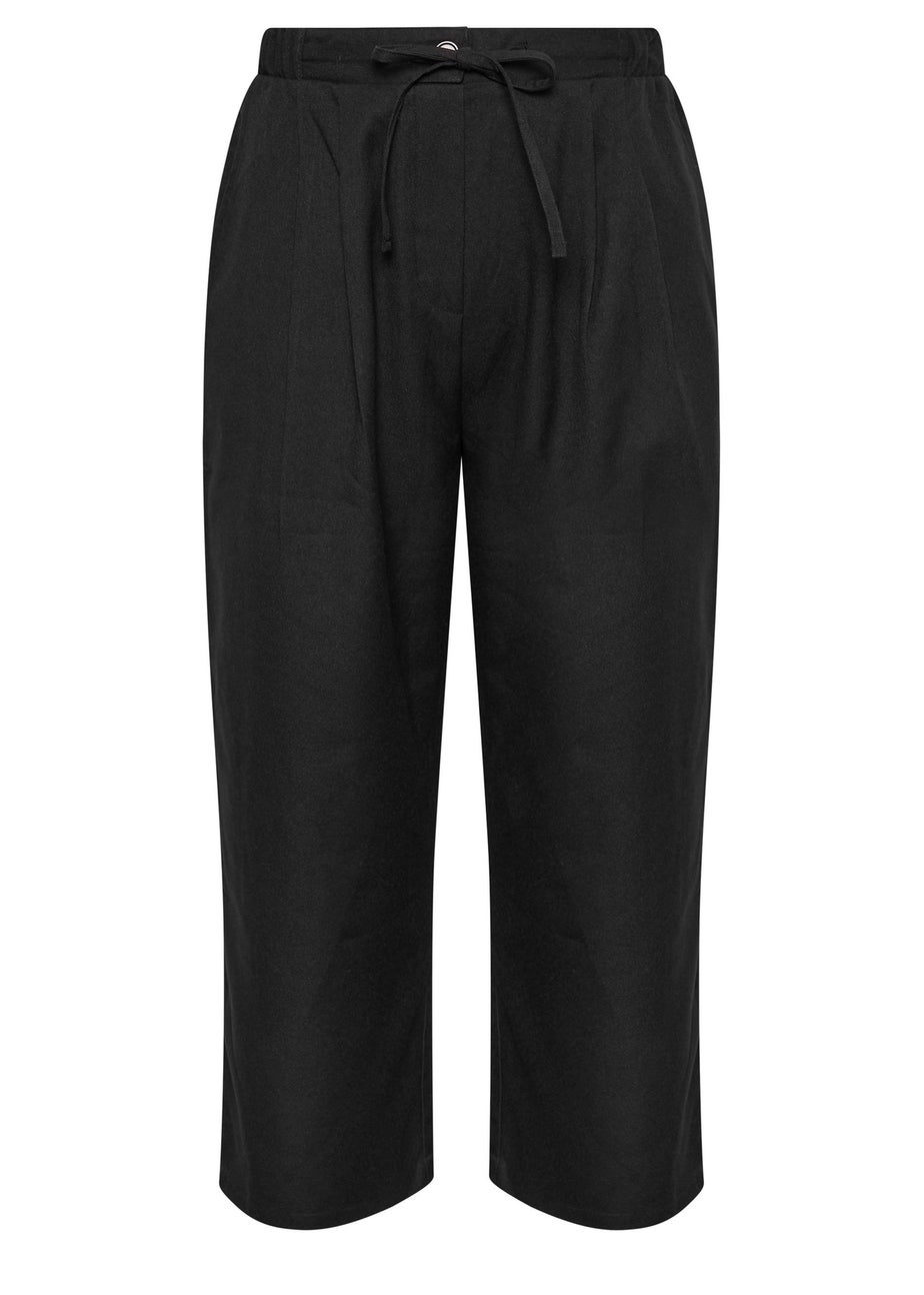 Yours Curve Black Drawstring Wide Leg Trousers