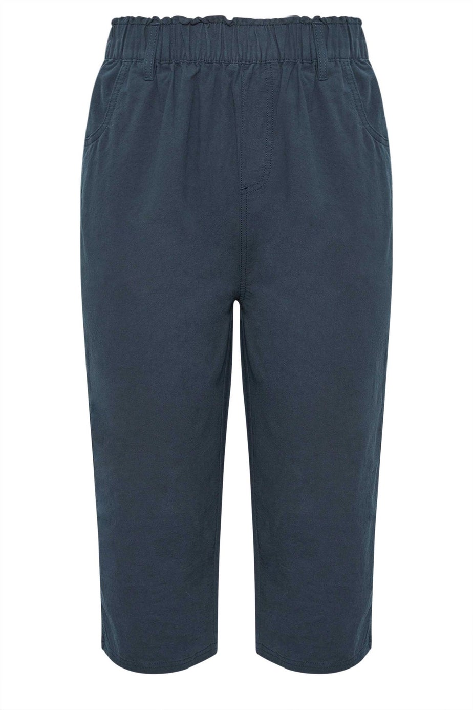 Yours Curve Navy Blue Cool Cotton Cropped Trousers