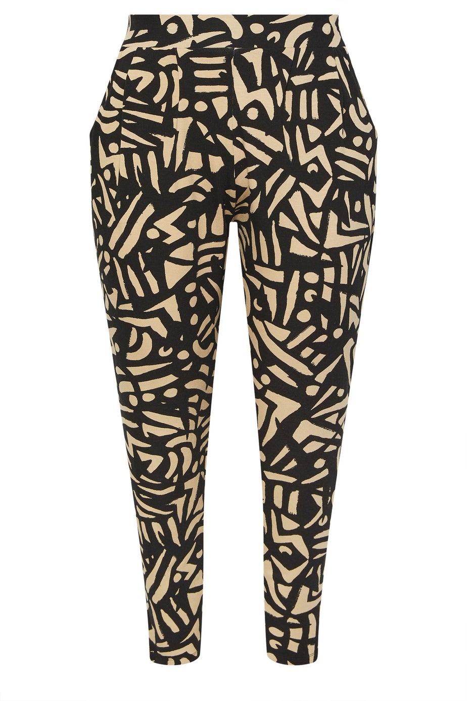 Yours Curve Natural Brown Abstract Print Harem Trousers