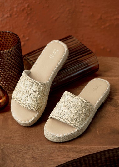Linzi Savvy Gold Woven Slider Sandals