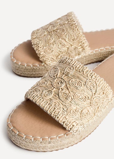 Linzi Savvy Gold Woven Flat Slider Sandal