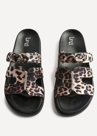 Linzi Rowan Leopard Print Footbed Linked Design Sandal