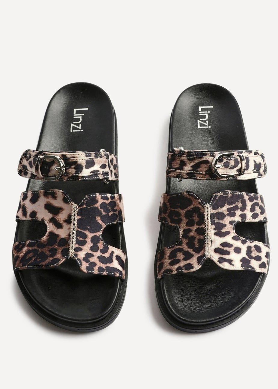 Linzi Rowan Leopard Print Footbed Linked Design Sandal
