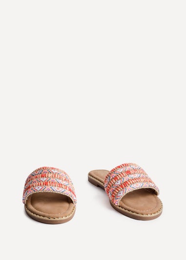 Linzi Mariana Orange Bohemian Inspired Flat Slider Sandal