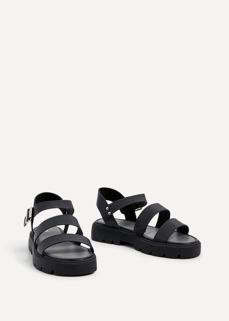 Linzi Ramona Black Faux Leather Gladiator Style Two Strap Sandal