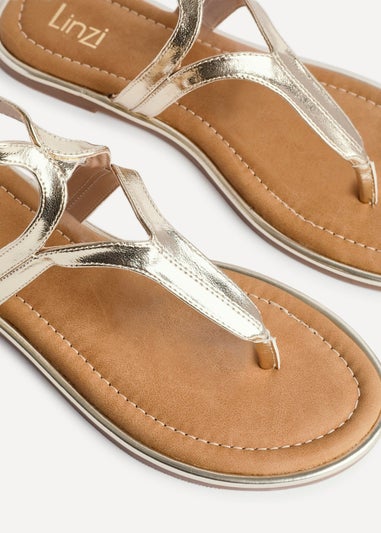 Linzi Trova Gold Toe Post Flat Sandals