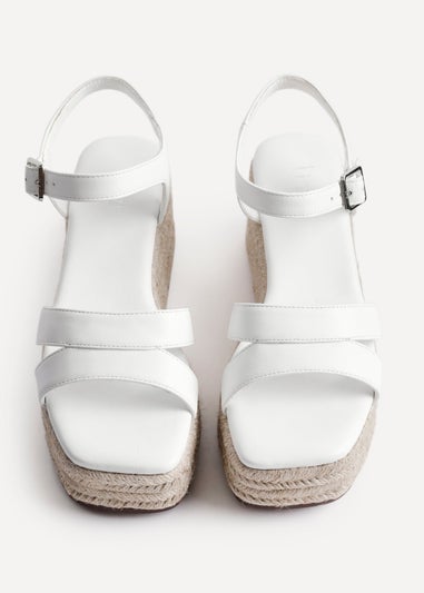Linzi Contour White Faux Leather Flatform Two Part Sandal