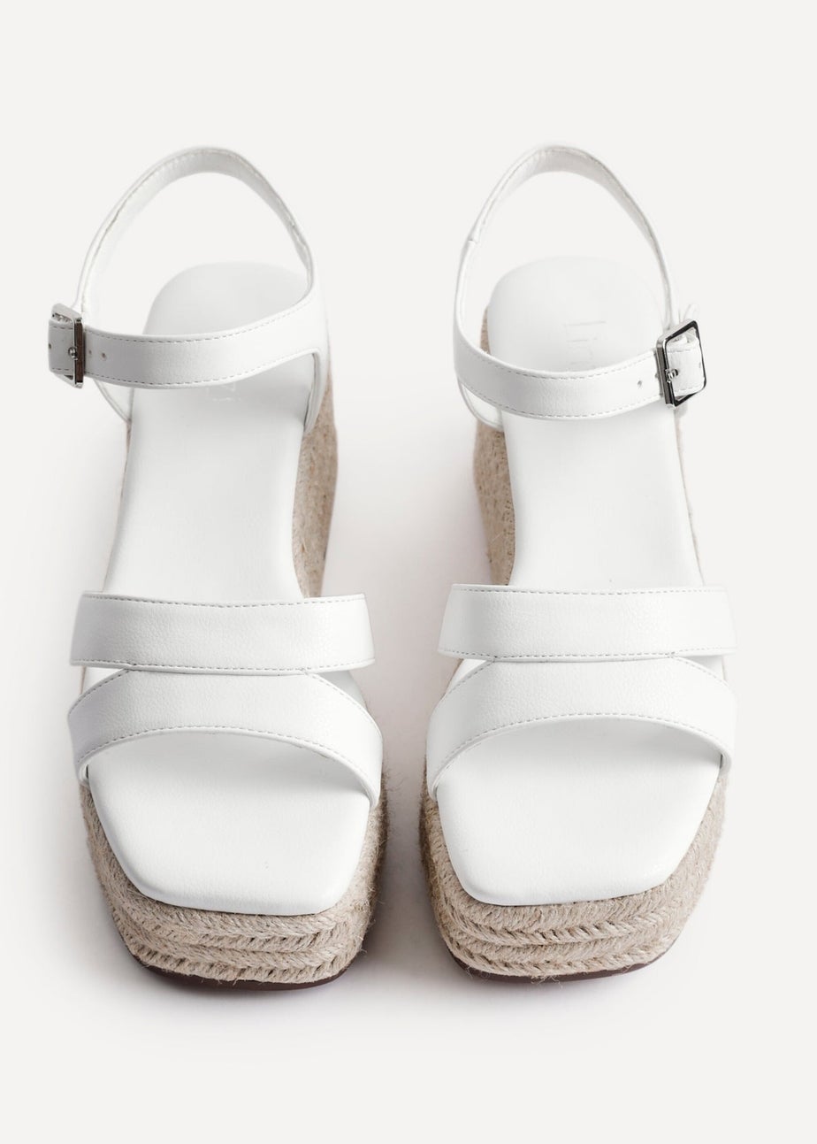 Linzi Contour White Faux Leather Flatform Two Part Sandal