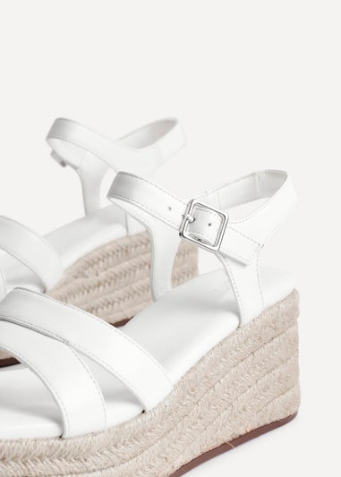 Linzi Contour White Faux Leather Flatform Two Part Sandal