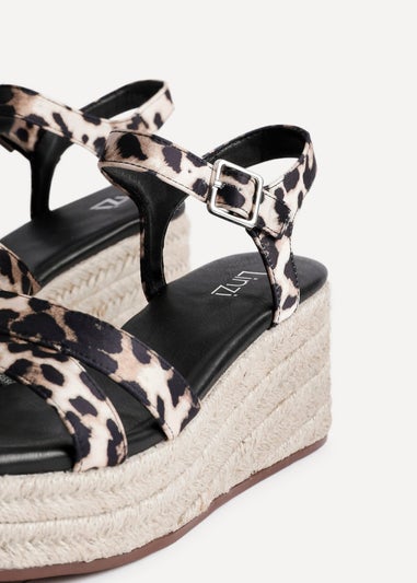 Linzi Contour Leopard Print Flatform Sandals