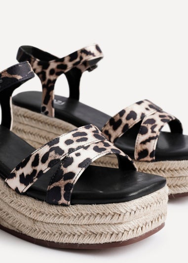 Linzi Contour Leopard Print Flatform Sandals
