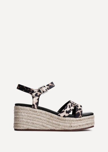 Linzi Contour Leopard Print Flatform Two Part Sandal
