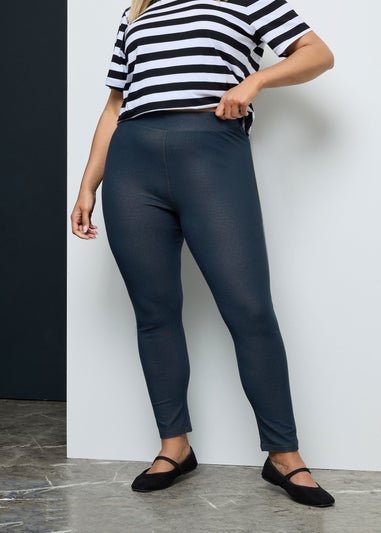 Yours For Good Curve Mid Blue Jersey Stretch Jeggings