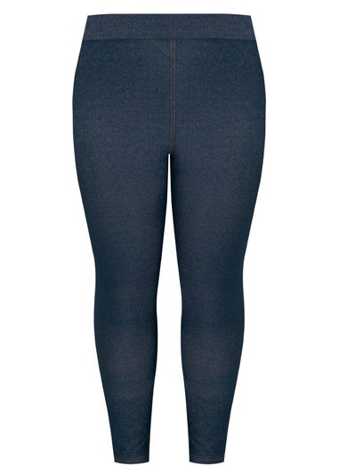 Yours For Good Curve Mid Blue Jersey Stretch Jeggings