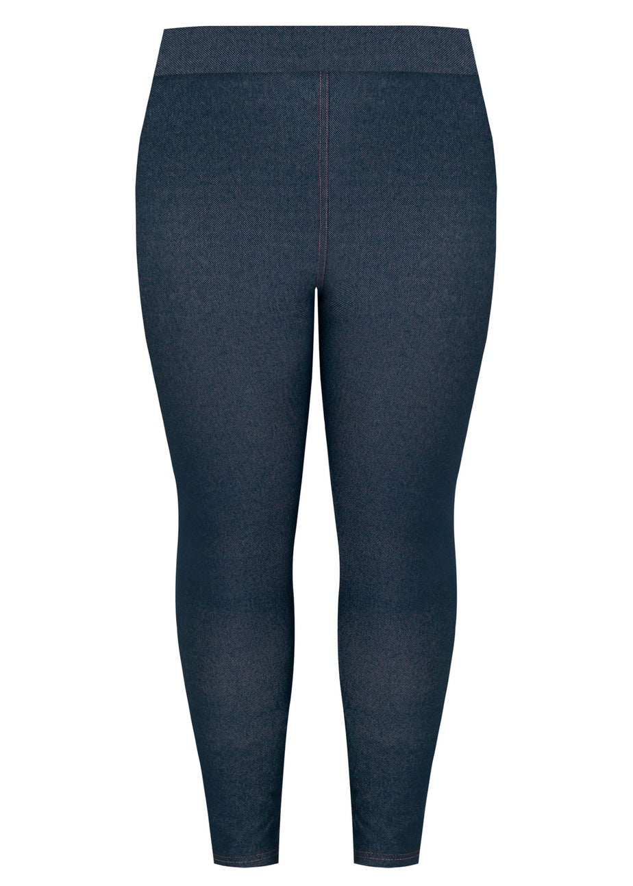 Yours For Good Curve Mid Blue Jersey Stretch Jeggings