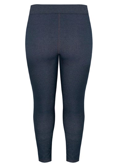 Yours For Good Curve Mid Blue Jersey Stretch Jeggings