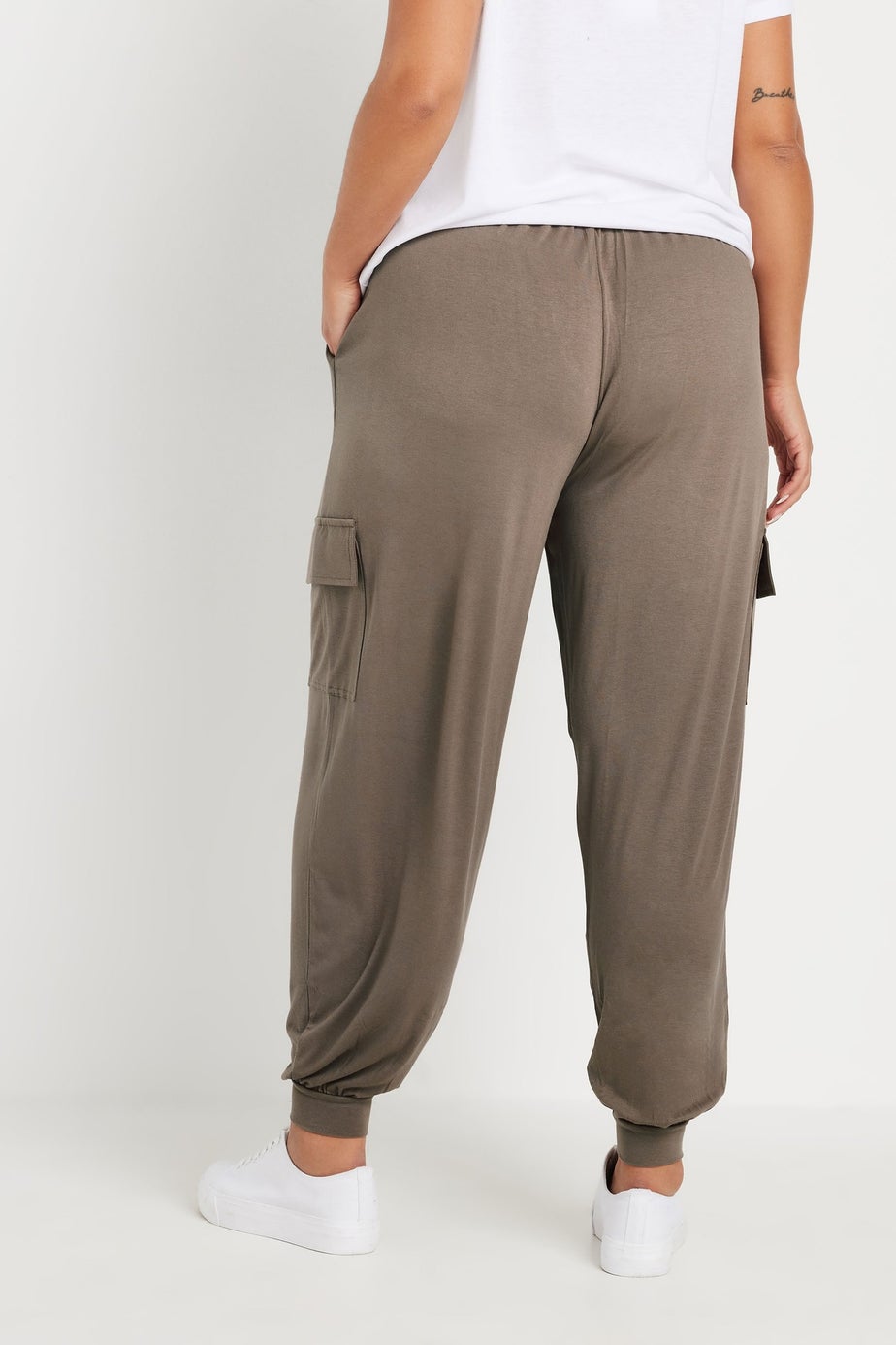 Yours Curve Brown Cargo Harem Joggers
