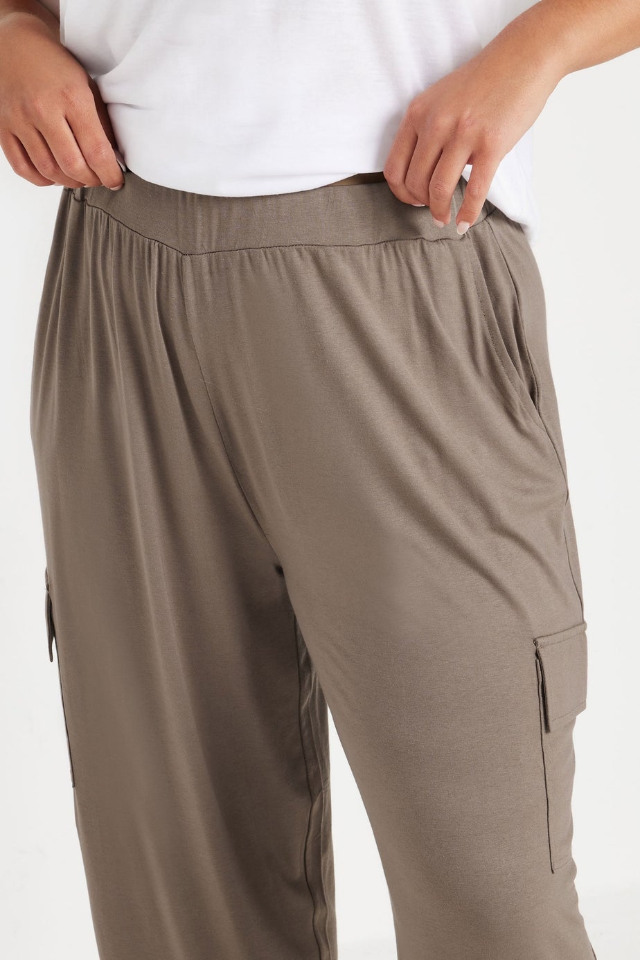Yours Curve Brown Cargo Harem Joggers
