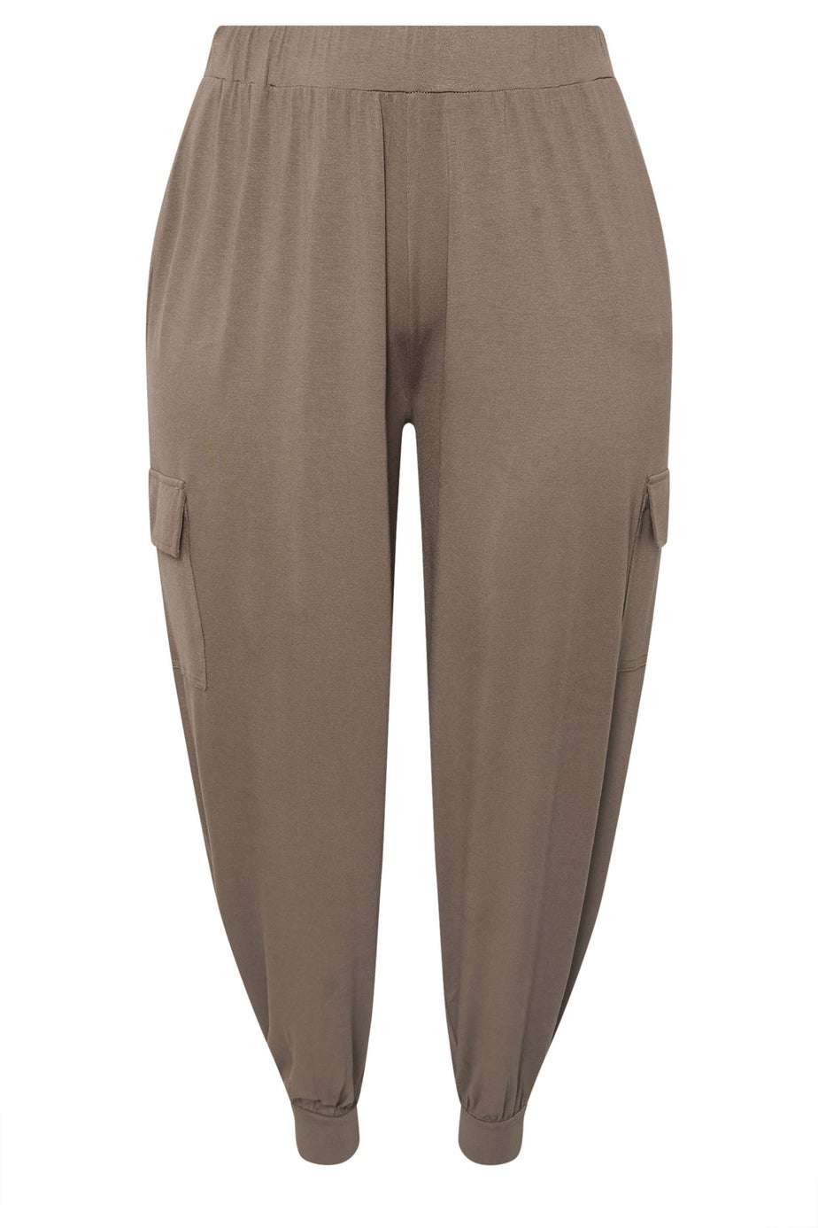 Yours Curve Brown Cargo Harem Joggers