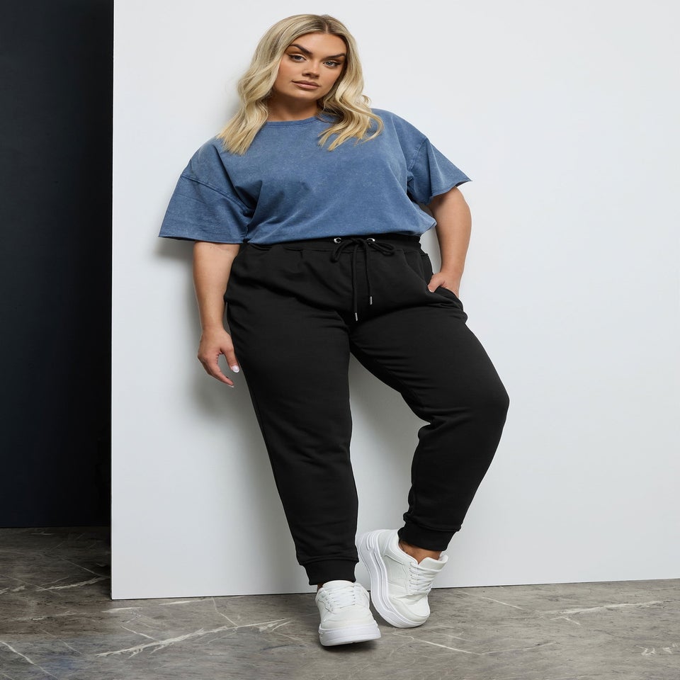 Yours Curve Black Elasticated Stretch Joggers