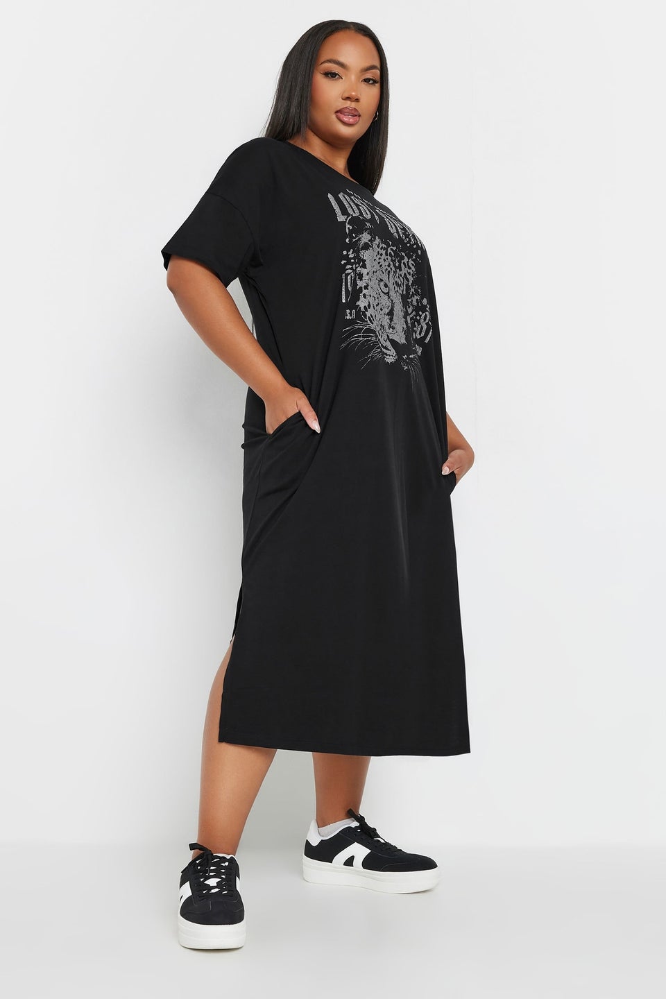 Yours Curve Black 'Lost Spirit' Stud Midaxi Dress