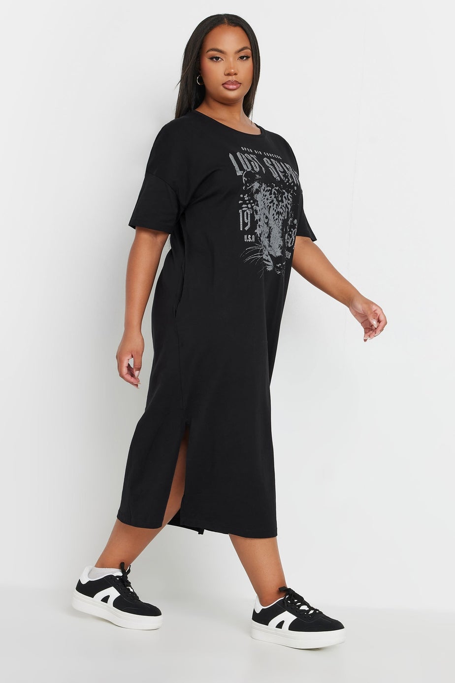 Yours Curve Black 'Lost Spirit' Stud Midaxi Dress