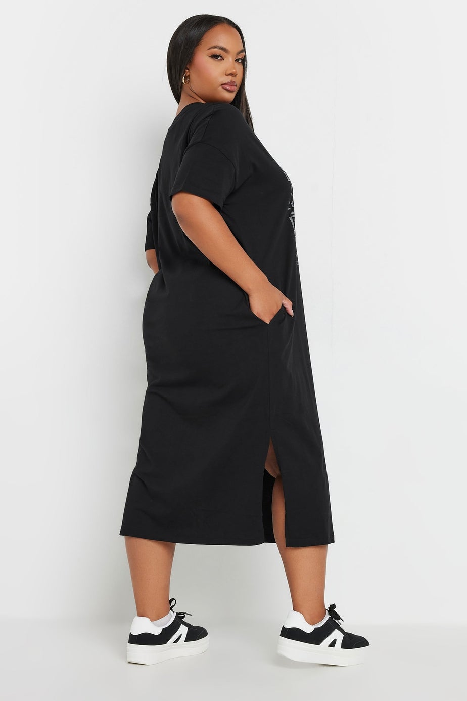 Yours Curve Black 'Lost Spirit' Stud Midaxi Dress